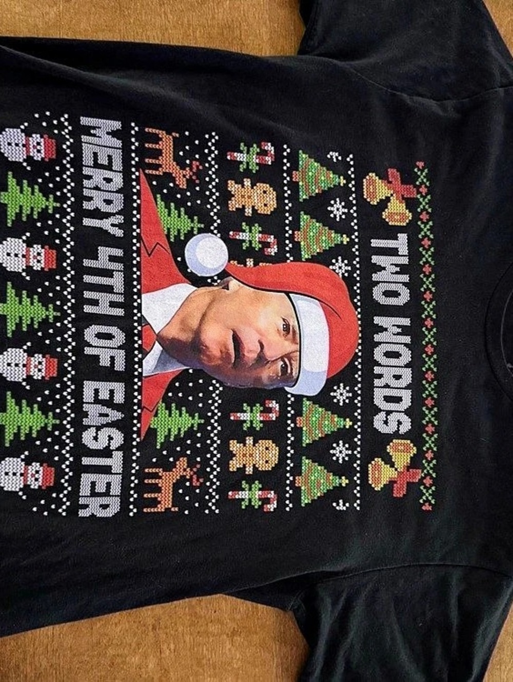 Gildan Merry 4th of Easter Joe Biden Ugly Christmas Sweater Graphic T-Shirt